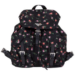 Prada Black Nylon Rosetted Backpack