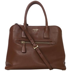 Prada Brown Saffiano Leather Palissandro Tote Bag w/ Strap