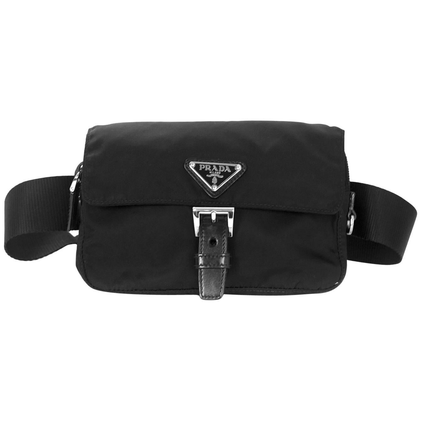 Prada Black Nylon Tessuto Belt Waist Bag
