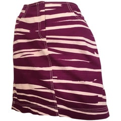 Oscar de la Renta Cotton Stretch Zebra Mini Skirt with Pockets Size 8.