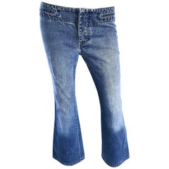 Tom Ford pour Gucci - Culotte courte à jambes évasées en jean bleu, taille basse, taille 6 