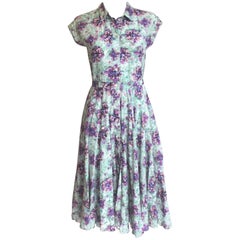 £1820 MARY KATRANTZOU 
Callaway
 Floral Print Cotton Shirt Dress UK 8