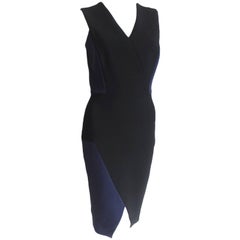 New Victoria Beckham V-Neck Sheath Dress, Black/Navy uk 8-10 