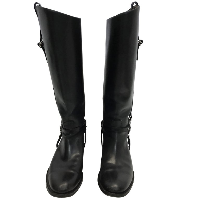 Gucci Black Leather Riding Boots For Sale at 1stdibs