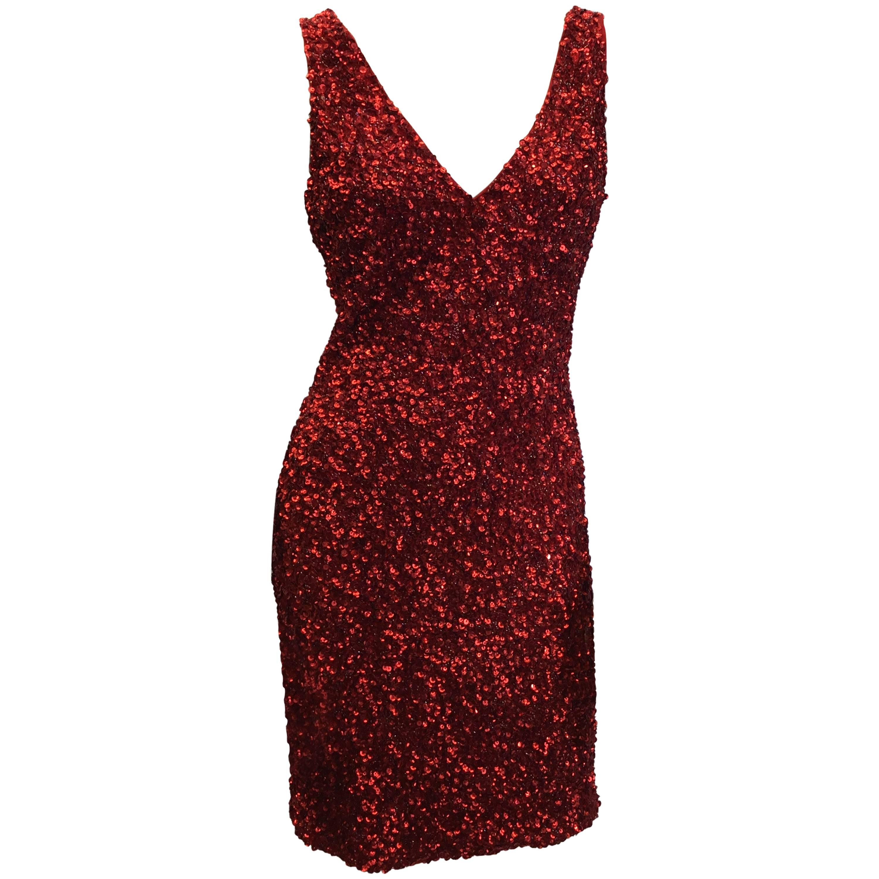 Parker Red Sequin Dress For Sale At 1stdibs Parker Sequin Dress 