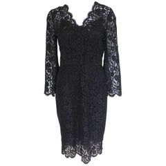 New £1983 Dolce and Gabbana Black Lace Overlay Dress Italian 44 uk 12