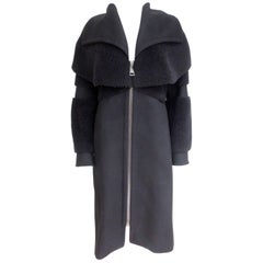 £2800 Antonio Berardi Black Shearling Fur Cape Coat It 40 uk 8  