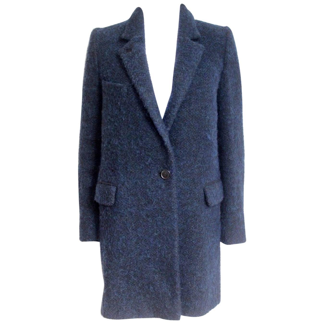 New Isabel Marant Etoile Daphne Navy Wool-Blend Coat F 34 uk 6 For Sale