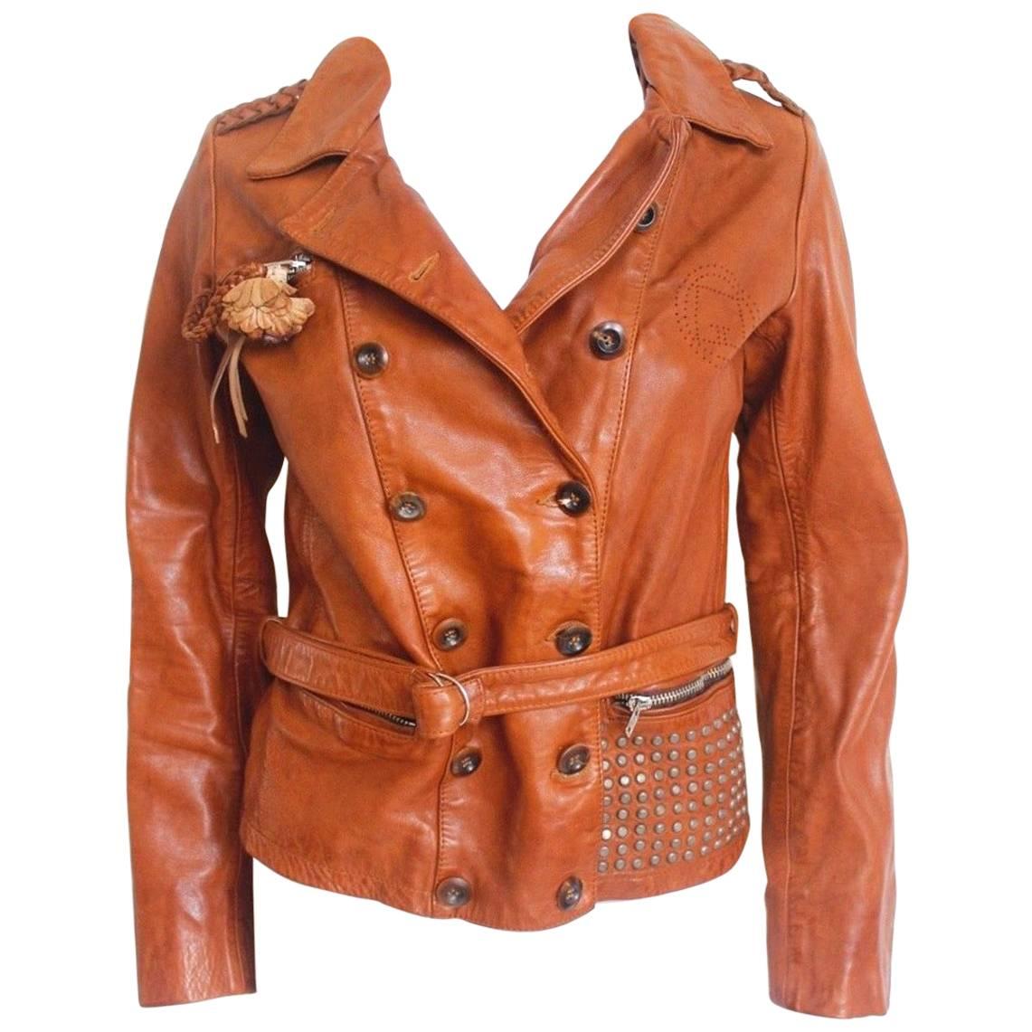 Golden Goose Deluxe Brand Tan Leather Jacket XS  For Sale