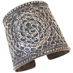 Antique Moroccan Berber Silver Cuff / Studded Bracelet