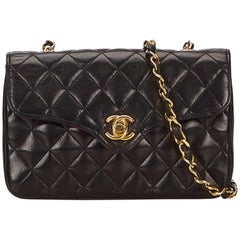 Chanel Black Mini Matelasse Quilted Lambskin Leather Shoulder Bag