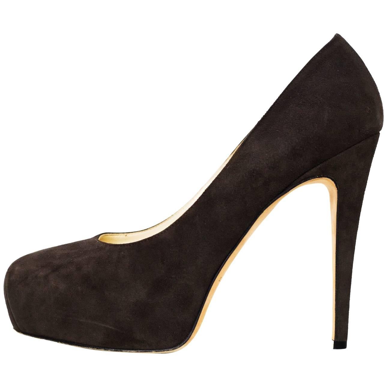 Brian Atwood Brown Suede Maniac Pumps Sz 39