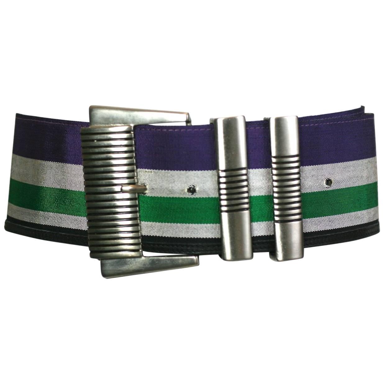 Gianni Versace Super Wide Striped Belt For Sale