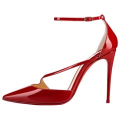 Christian Louboutin NEW Red Patent Criss Cross Evening Heels Pumps in Box