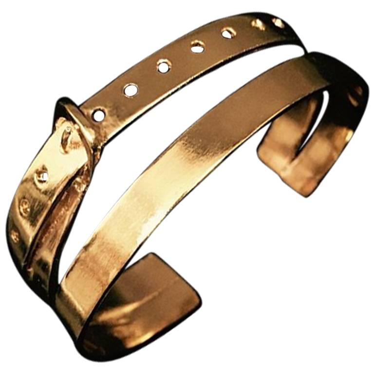 Ambre et Louise Small Gold Buckle Cuff For Sale at 1stDibs