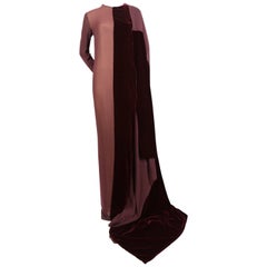 Gianfranco Ferre silk and velvet runway gown with train, 1997