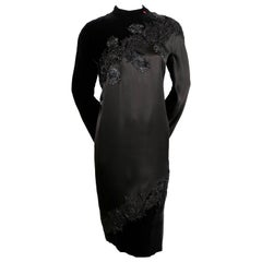 1960's PIERRE BALMAIN elaborately beaded silk and satin haute couture dress