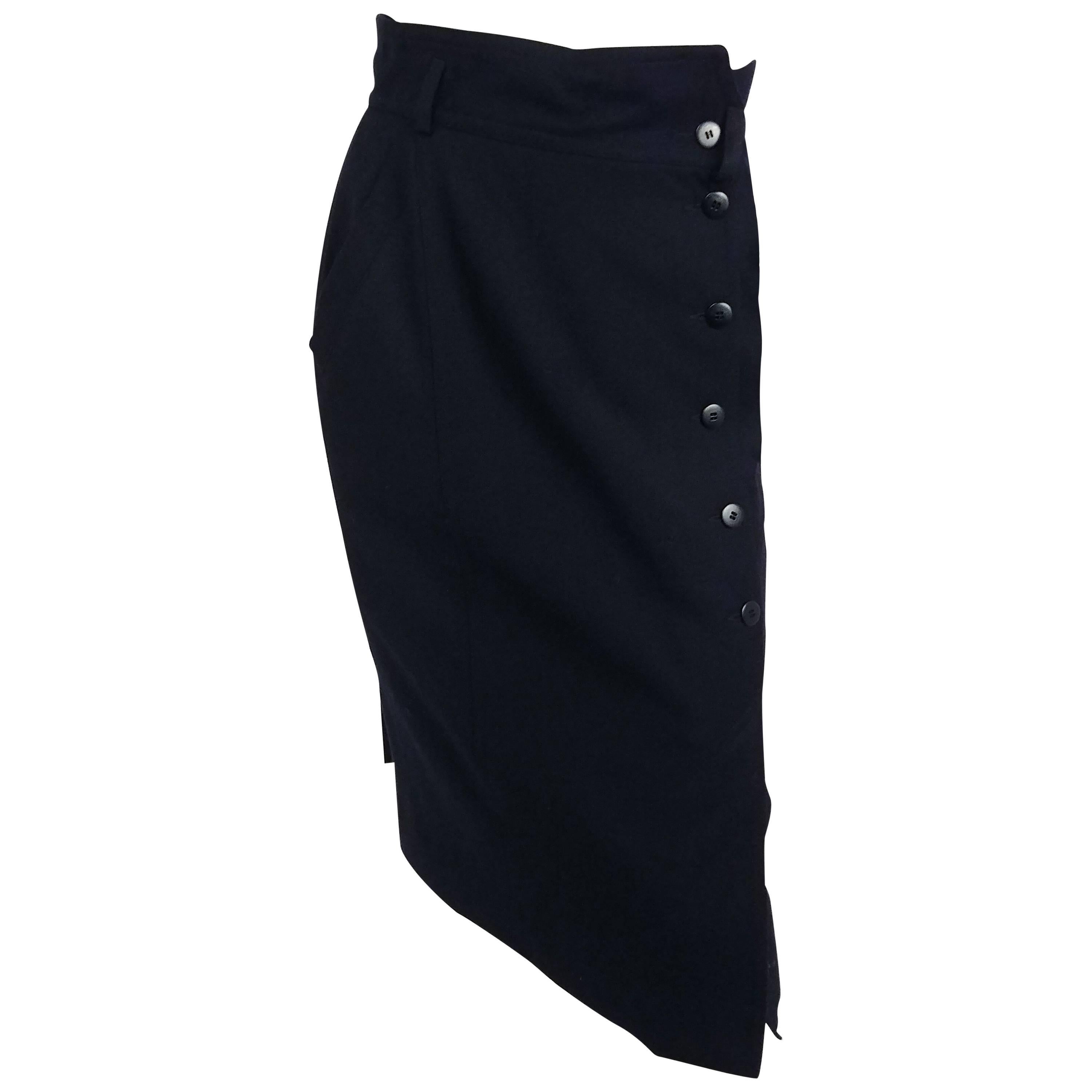 1980s Escada Black Wool Skirt For Sale