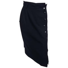 1980s Escada Black Wool Skirt
