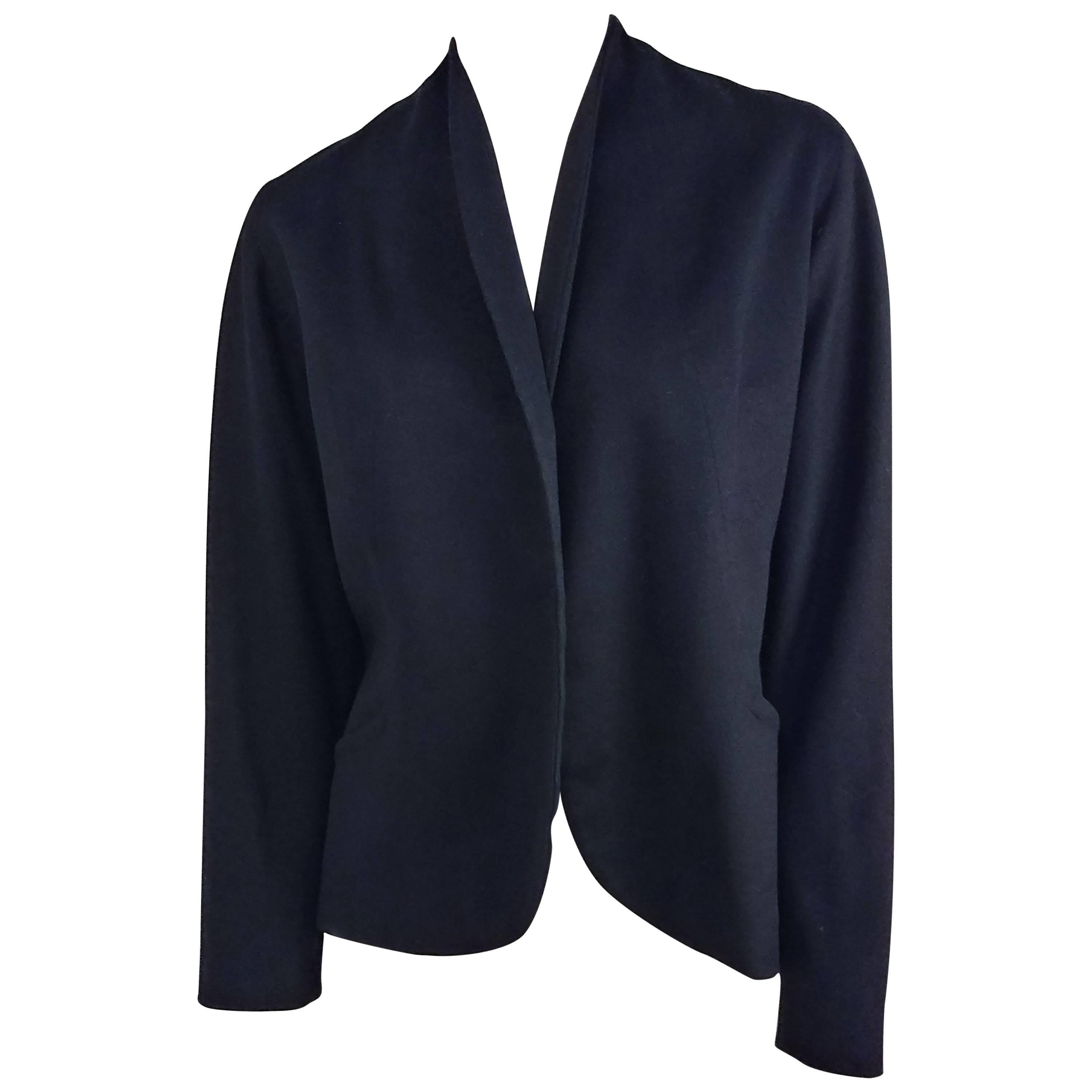 1980s Black Wool Shawl Collar Jacket  For Sale
