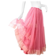 Vintage 1950s Demi Couture Melon-Color Tulle Crinoline with Layers of Horsehair Trim