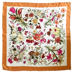Vintage Gucci Style Silk Marigold Floral Scarf -Italy
