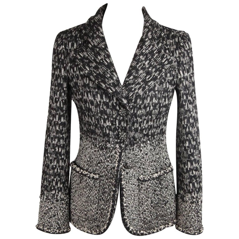 Chanel Black Tweed Wool Blend Blazer, Fall 2011 For Sale at 1stDibs