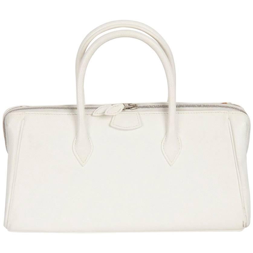 HERMES PARIS White Leather PARIS BOMBAY BAG 28 cm For Sale at 1stDibs ...