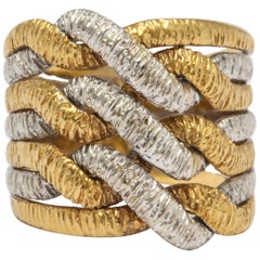 Woven Two Color 7 band Italian Gold Band