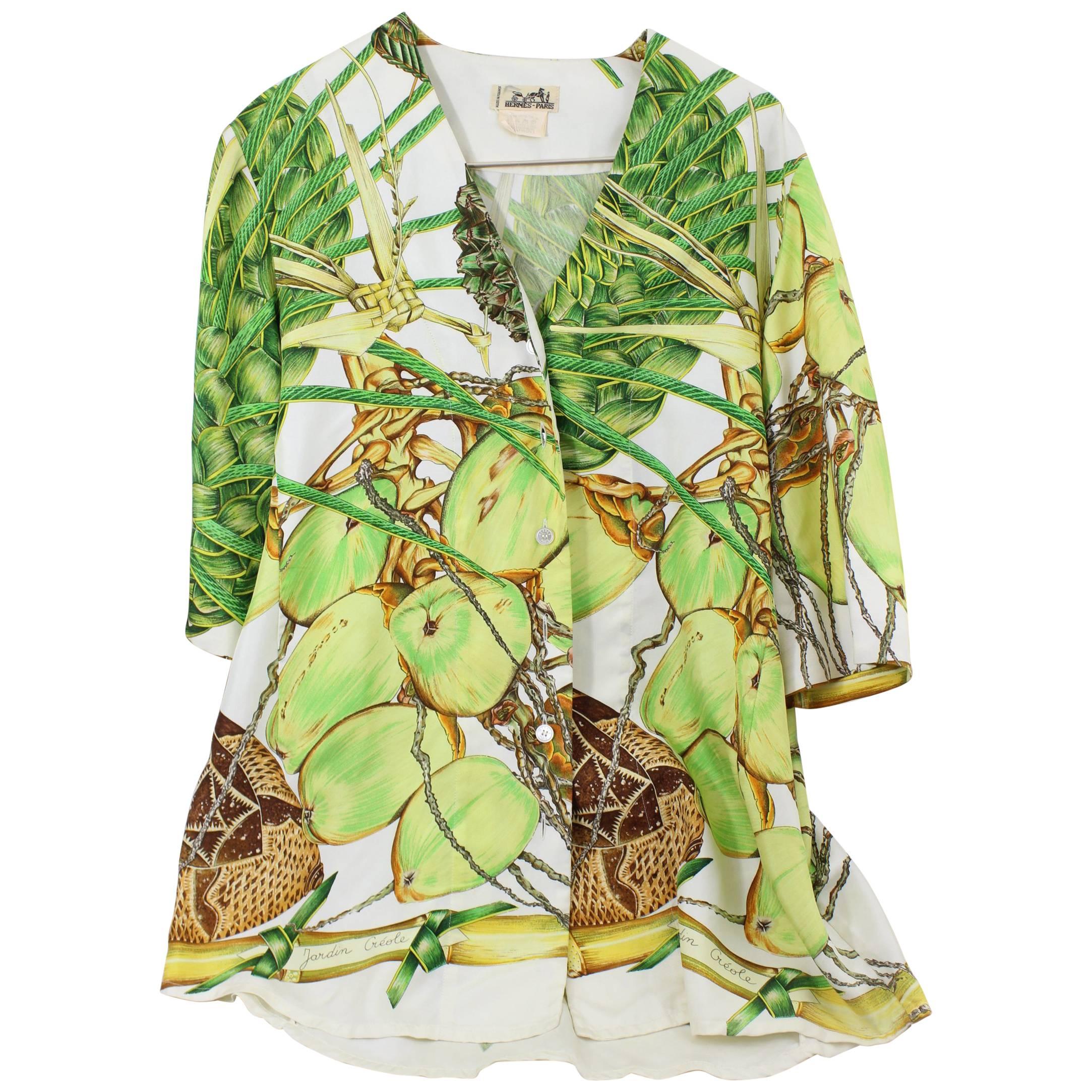 Vintage Hermes Jardin Creole Silk Shirt
