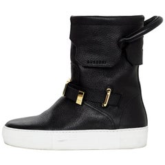 Buscemi Black Leather 250mm Safety Buckle High-Top Sneakers Sz 37
