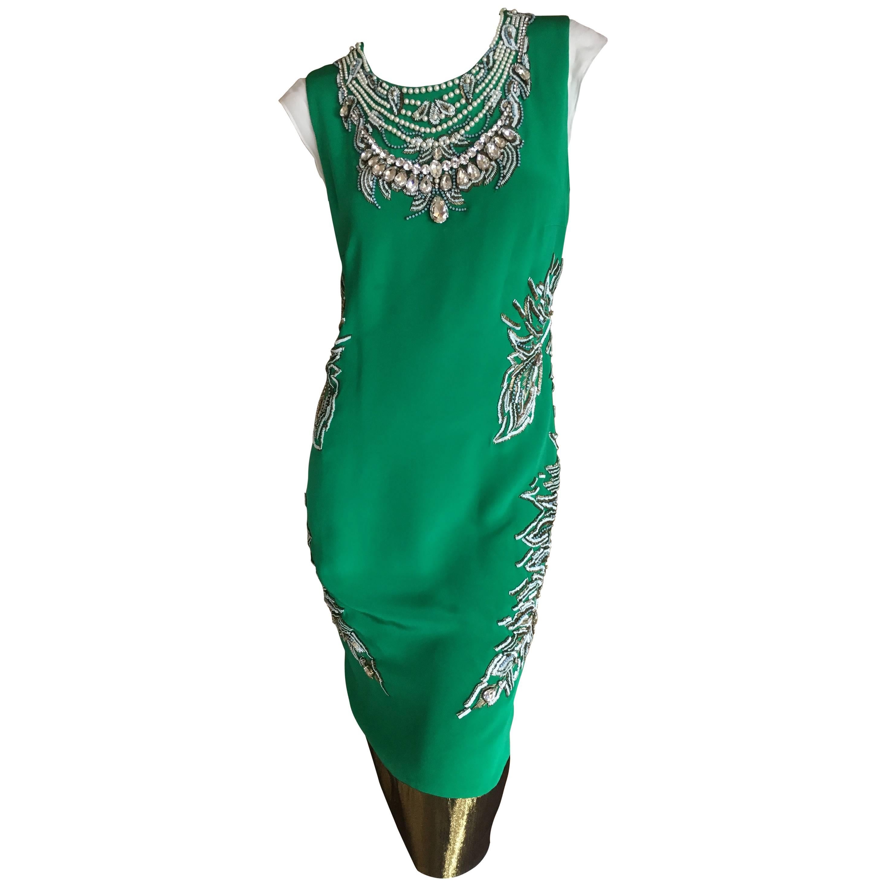 Thakoon Bejeweled Green Cocktai Dress For Sale