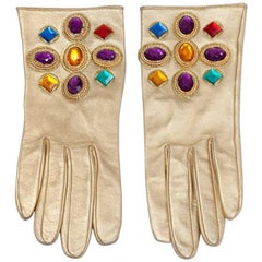 Christian Lacroix Jeweled Leather Gloves