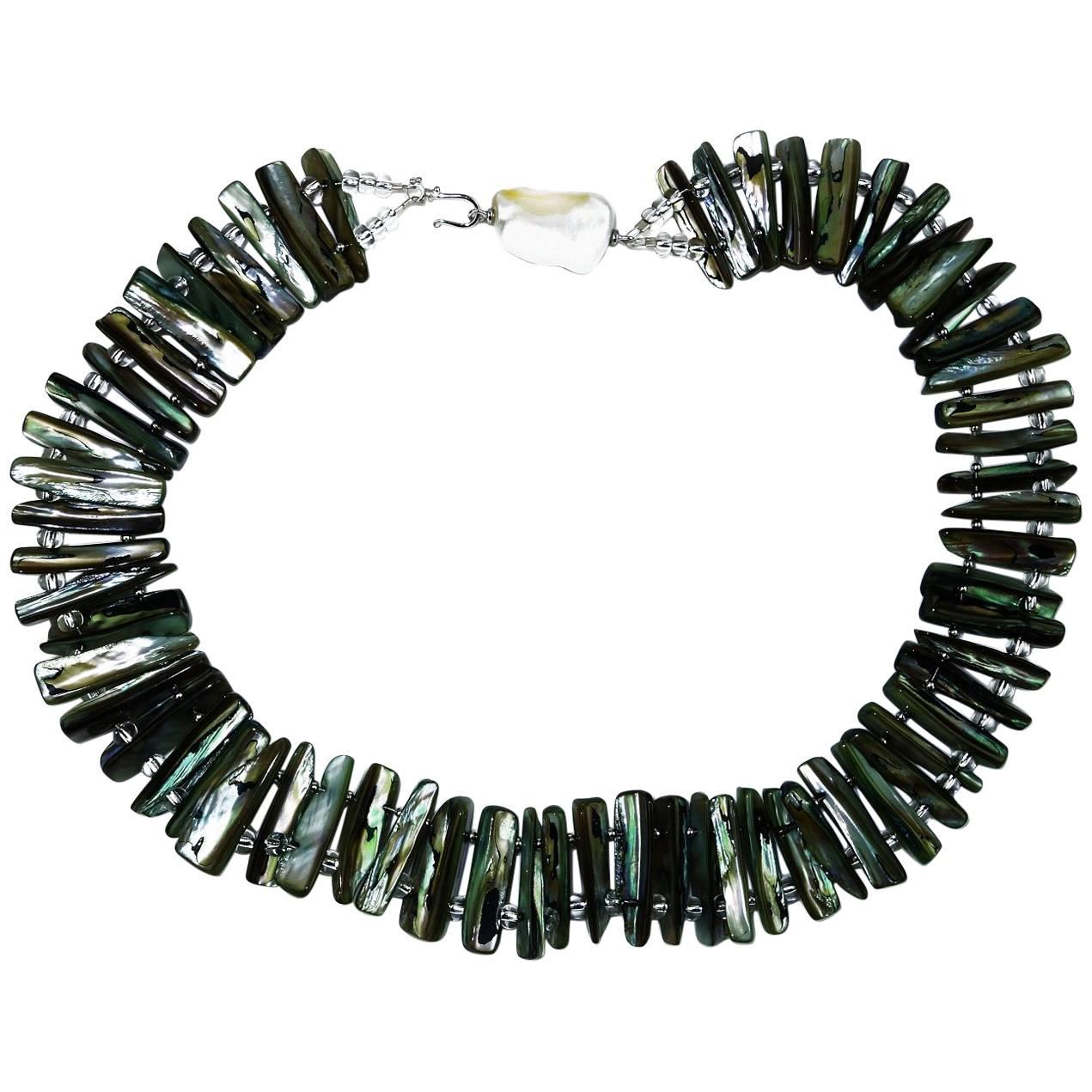 AJD Gray Blue Green Mother of Pearl Collar