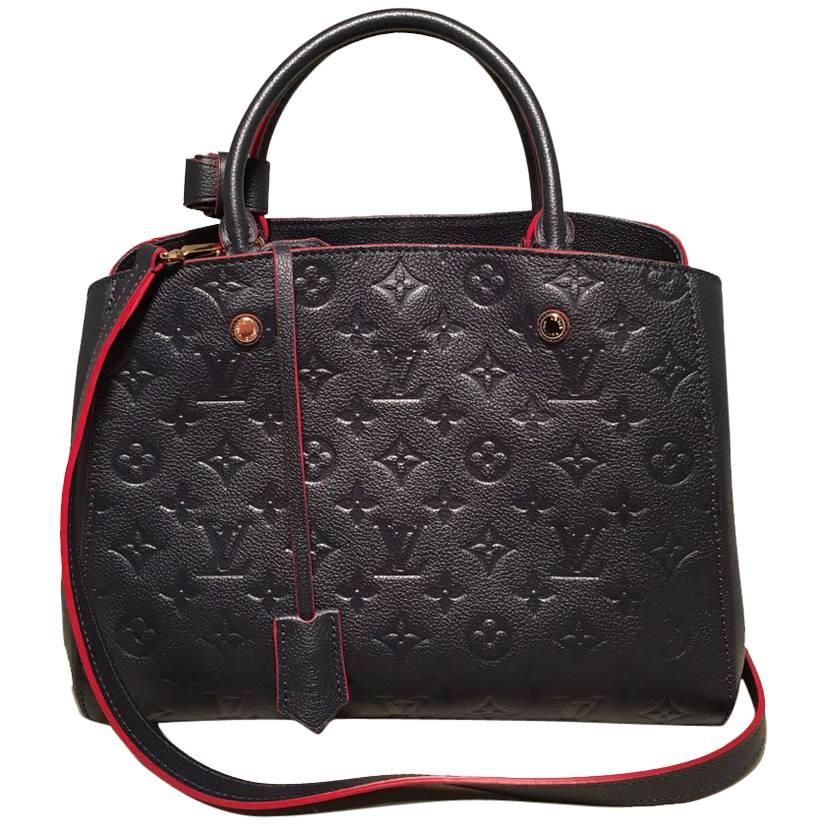 NWOT Louis Vuitton Navy Empreinte Leather Monogram Montaigne MM Handbag