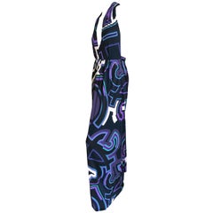 Emelio Pucci Purple Geometric Print Tie Back Halter Dress