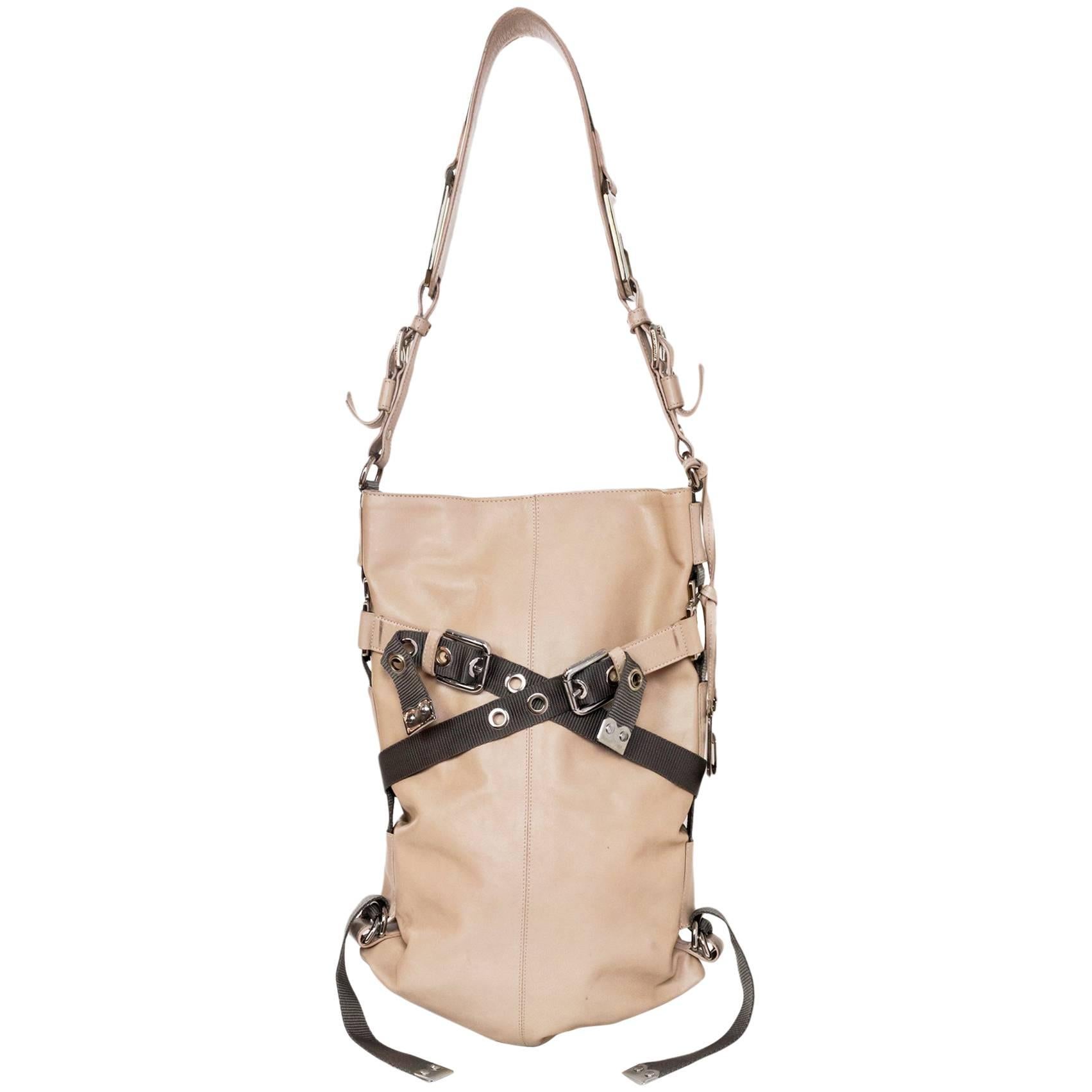 Dolce & Gabbana Beige Leather Buckle Shoulder Bag