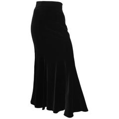 Chantal Thomass Paris Long Black Velvet Stretchy Skirt Size 4/6. at ...