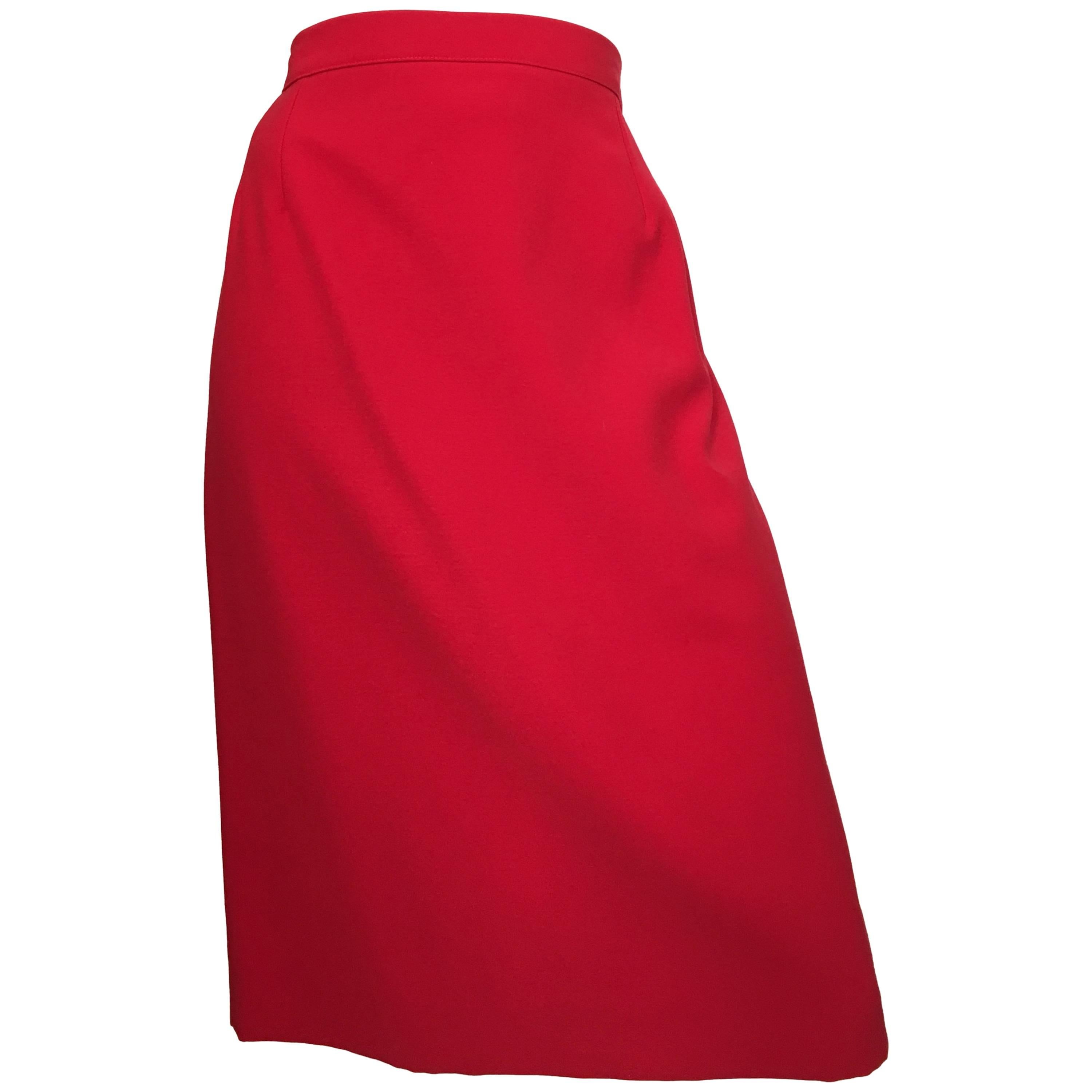 Valentino Red Wool Skirt Size 12. For Sale