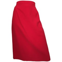 Retro Valentino Red Wool Skirt Size 12.