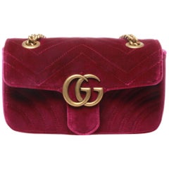 Gucci GG Marmont purple Velvet Shoulder Bag 