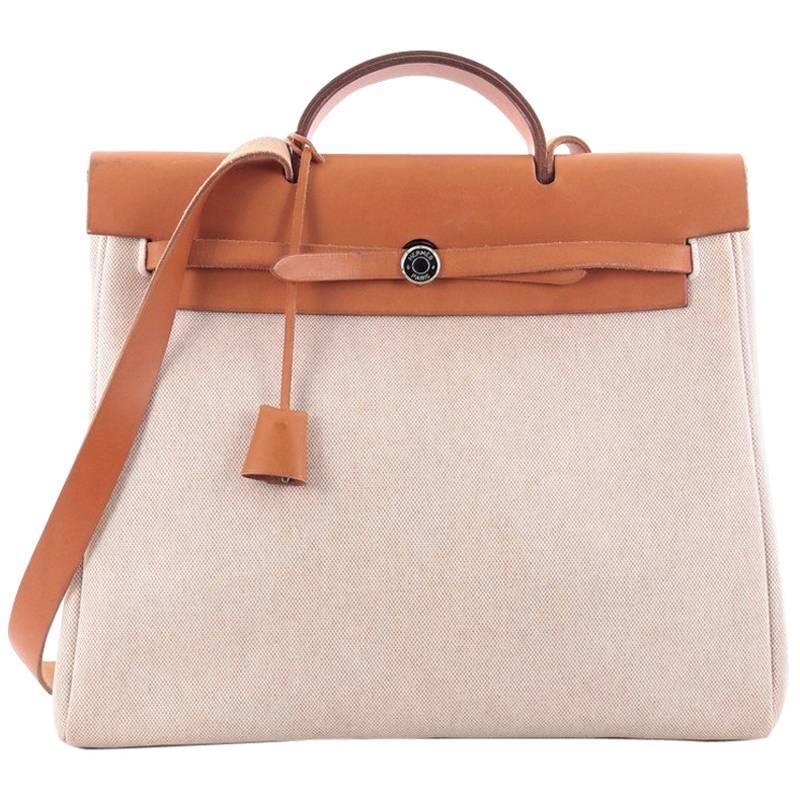 Hermes Herbag Toile and Leather GM 