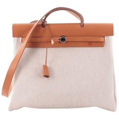 Hermes Herbag Toile and Leather MM 