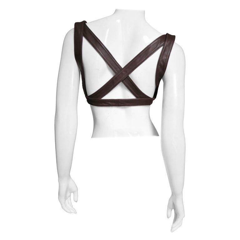 Krizia Leather Harness Top 1980s For Sale