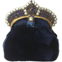 Silk velvet Moghul style clutch bag, 1920s,