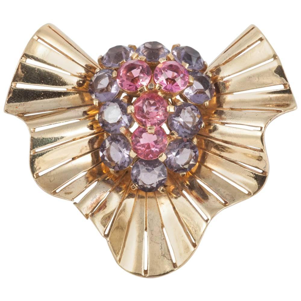 Large gilt and coloured paste "cocktail" brooch, Marcel Boucher , USA, 1940s