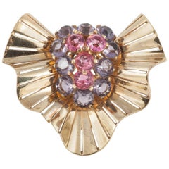 Vintage Large gilt and coloured paste "cocktail" brooch, Marcel Boucher , USA, 1940s