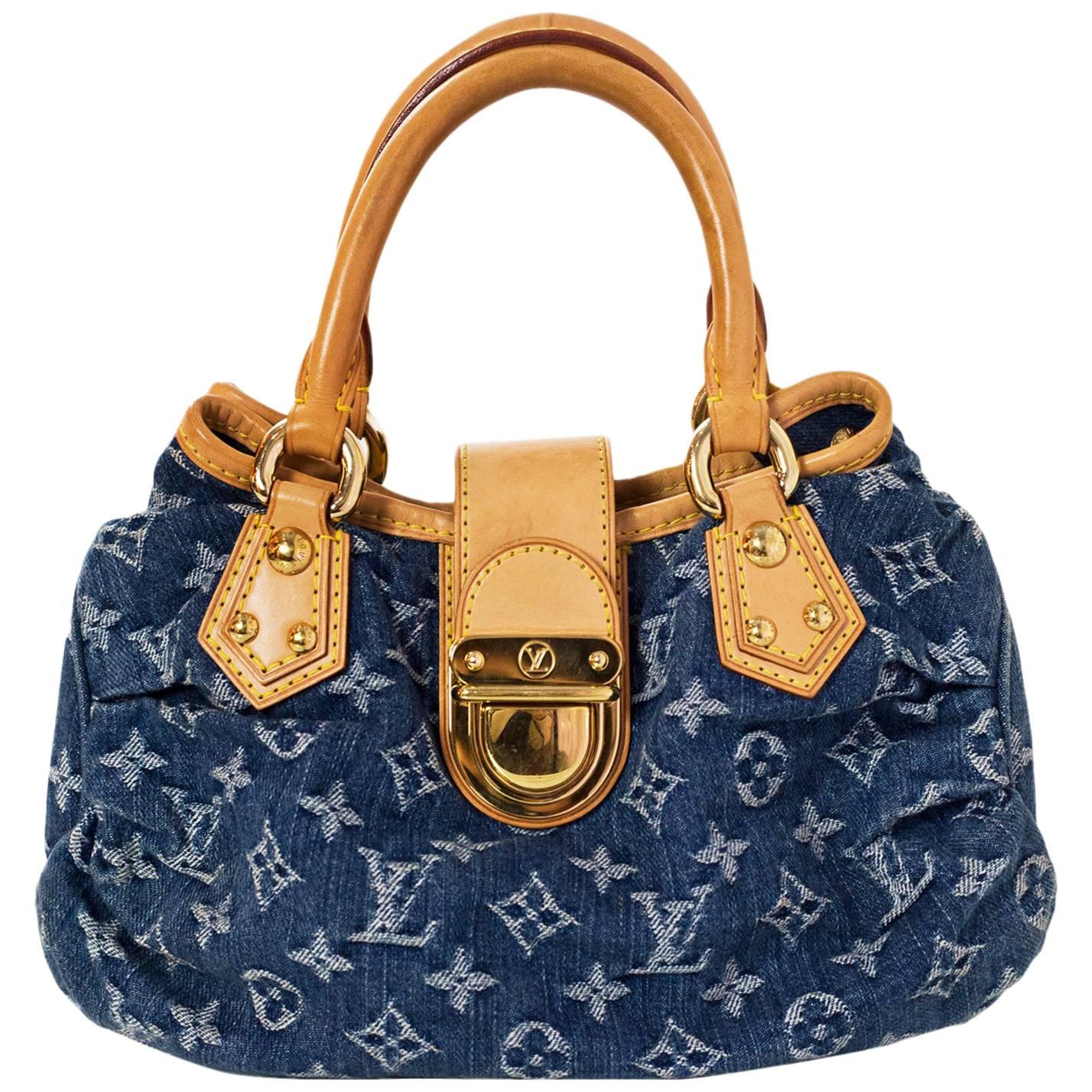 Louis Vuitton Pleaty bag in monogram denim canvas Blue Cloth ref