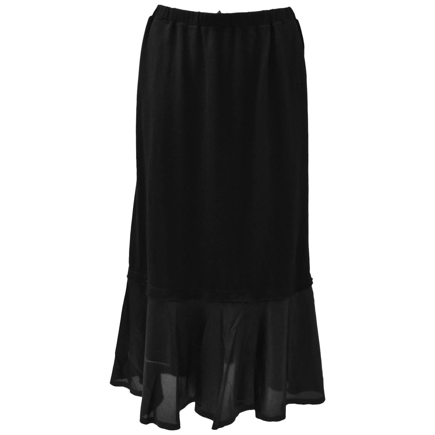  Comme des Garcons Black Wool and Rayon Contrast Hem Skirt  For Sale
