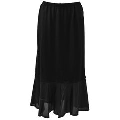  Comme des Garcons Black Wool and Rayon Contrast Hem Skirt 